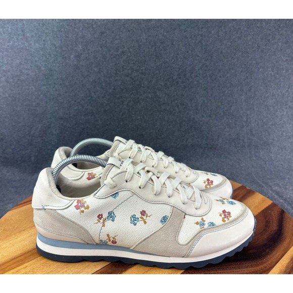Coach Shoes - Coach FG2123 Womens Sz 11B Floral Rose Leather Suede Low Top Sneakers Off White